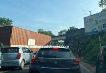 ಮಿತ್ತೂರು ರೈಲ್ವೇ ಫ್ಲೈ ಓವರ್ ಸಮೀಪ ಸೇಫ್ ಗಾರ್ಡ್ ಗೆ ಕಂಟೈನರ್ ಡಿಕ್ಕಿ