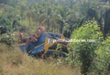 ವಿಟ್ಲ: ಕೆಂಪುಕಲ್ಲು ಸಾಗಾಟದ ಲಾರಿ ಪಲ್ಟಿ