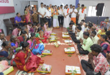 3ನೇ ವರ್ಷದ ಶ್ರೀನಿವಾಸ ಕಲ್ಯಾಣೋತ್ಸವದಲ್ಲಿ ಸಾಮೂಹಿಕ ವಿವಾಹ ಸಂಬಂಧಿಸಿ ನವ ಜೋಡಿಗಳಿಗೆ ತಾಂಬೂಲ ಶಾಸ್ತ್ರ, ಮಂಗಳವಸ್ತು ವಿತರಣೆ