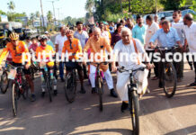 ಸ್ವದೇಶೀ ಜಾಗರಣಕ್ಕಾಗಿ ಸೈಕ್ಲಿಂಗ್ ಜಾಥಾ-ಪುತ್ತೂರಿಗೆ ಆಗಮನ, ಭವ್ಯ ಸ್ವಾಗತ: ನೂರಾರು ಮಂದಿಯಿಂದ ನಗರದಲ್ಲಿ ಸಂಚರಿಸಿದ ಸೈಕಲ್ ಜಾಥಾ